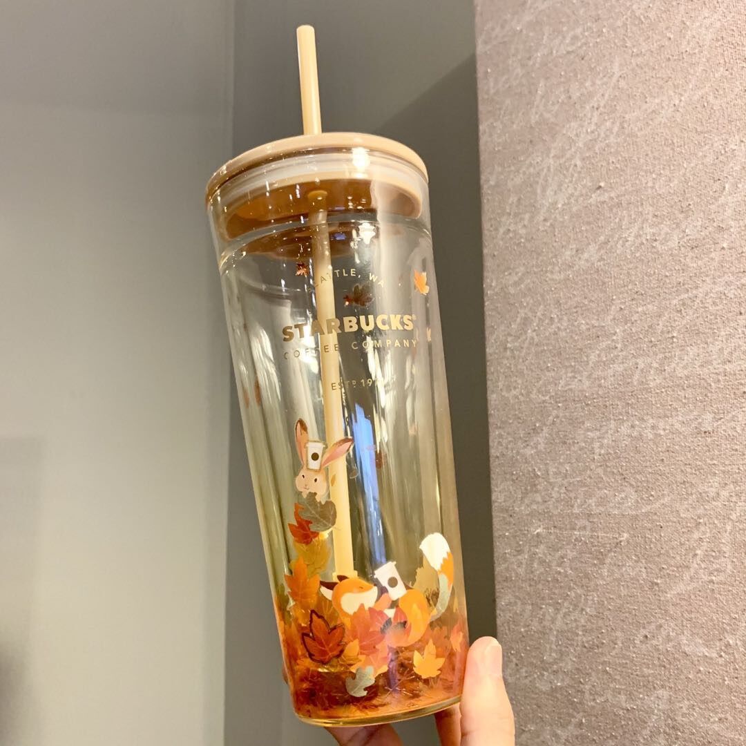 |chính hãng| ly thuỷ tinh starbucks cáo và thỏ