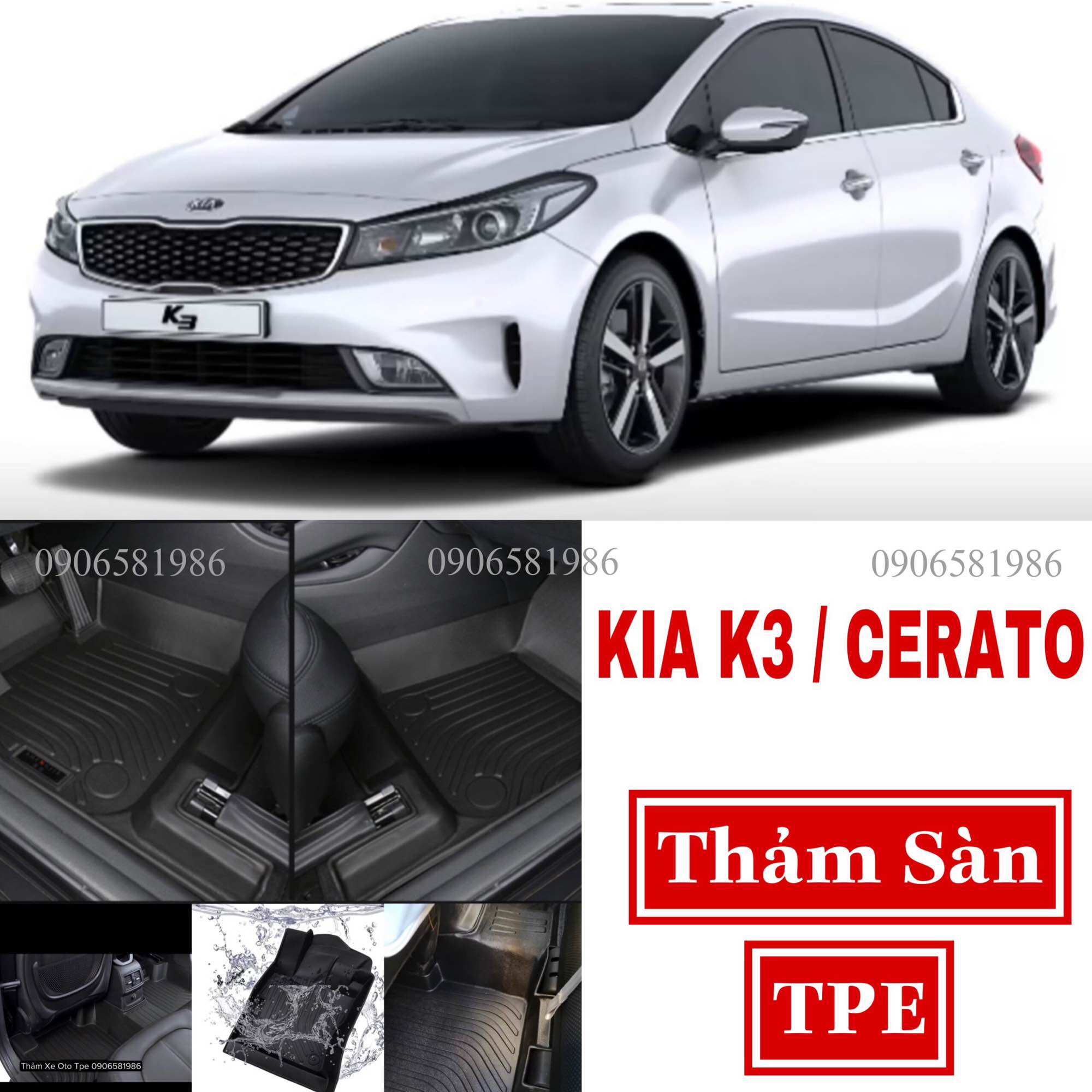 Kia k3/cerato thảm sàn xe nhựa tpe siêu chất lượng