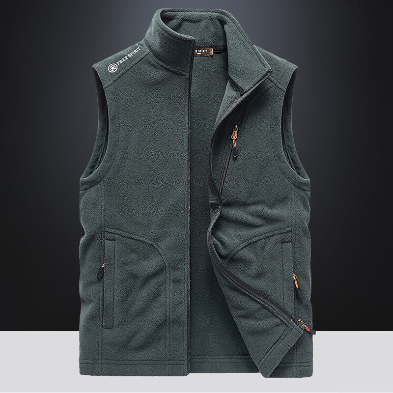 Áo gi lê cổ đứng áo jacket không tay nhung hai mặt giữ ấm mùa thu đông cho nam áo gi lê chống gió thường ngày áo gi lê vải nỉ