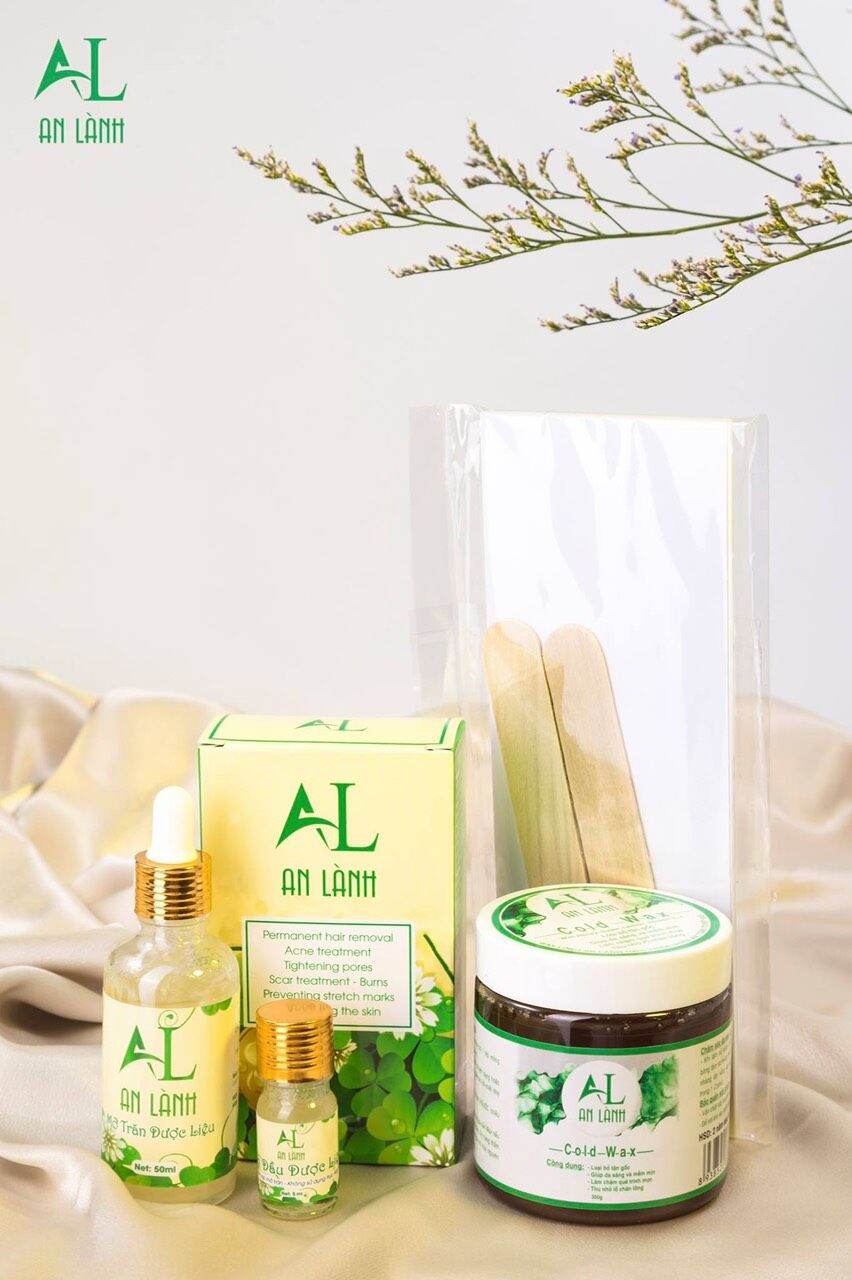 Combo Triệt Lông An Lành gồm ( Wax + mỡ trăn + tinh dầu dược liệu + 50 giấy & 2 que ) giá rẻ