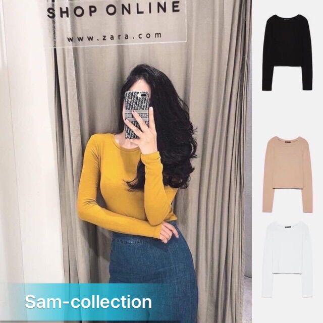 Áo thun body dài tay nữ🌸Cổ tròn, co giãn 4 chiều, kiểu dáng body bassic🌸