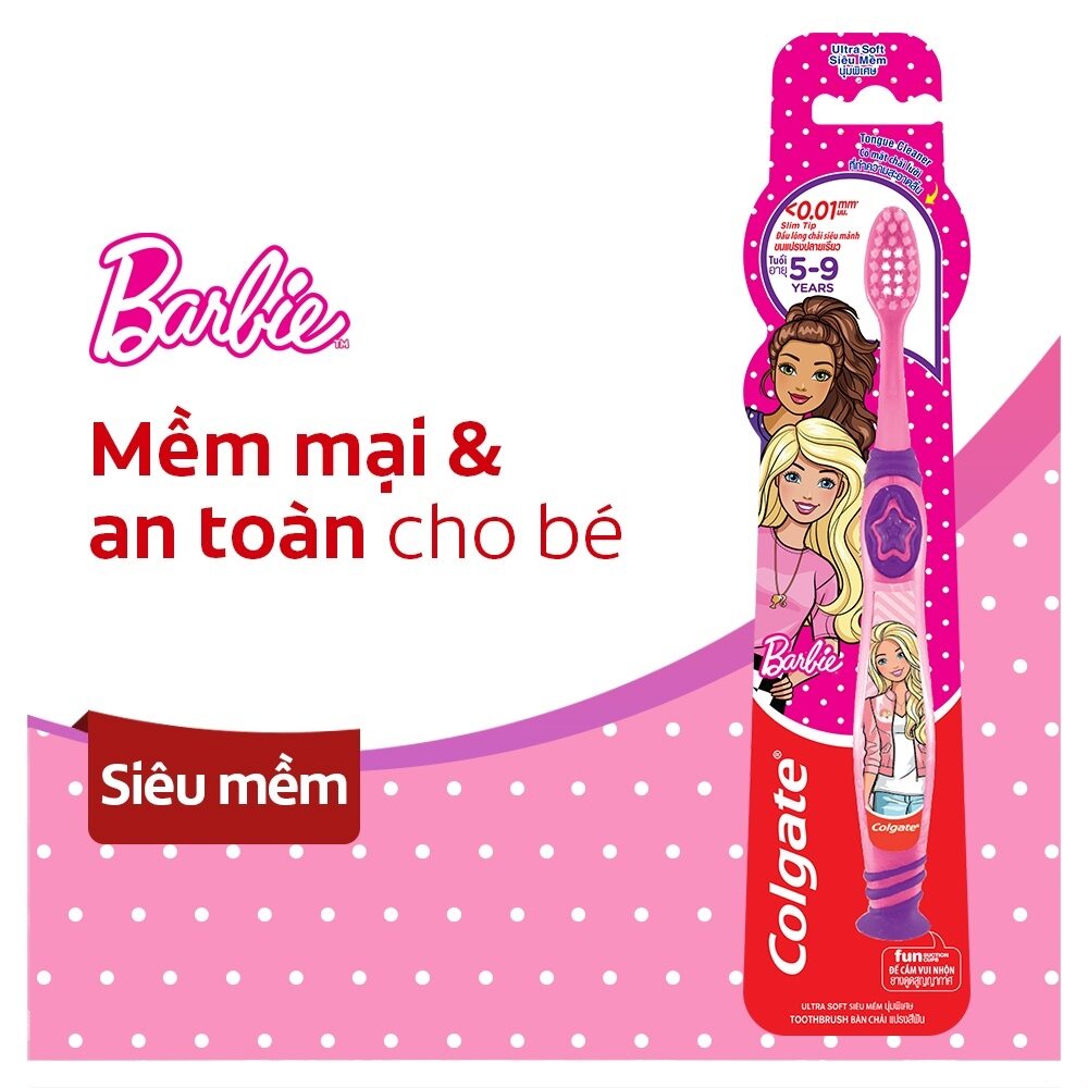 Bàn chải/ Kem đánh răng Colgate Barbie cho bé 5-9Y