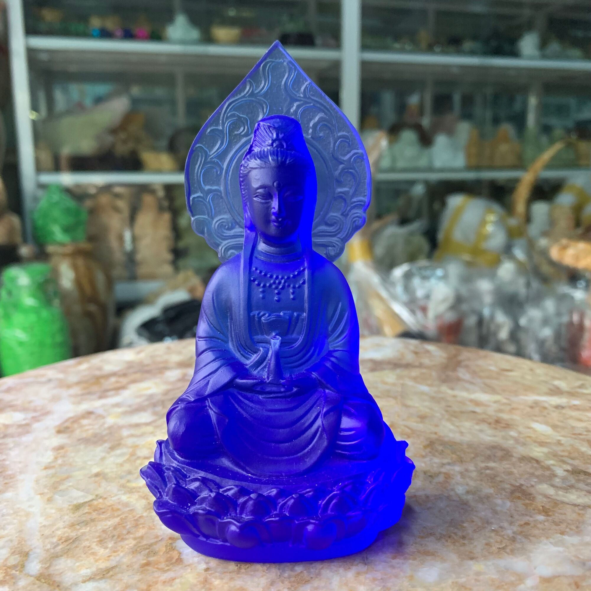 Tượng phật quan âm ngọc lưu ly - cao 12cm