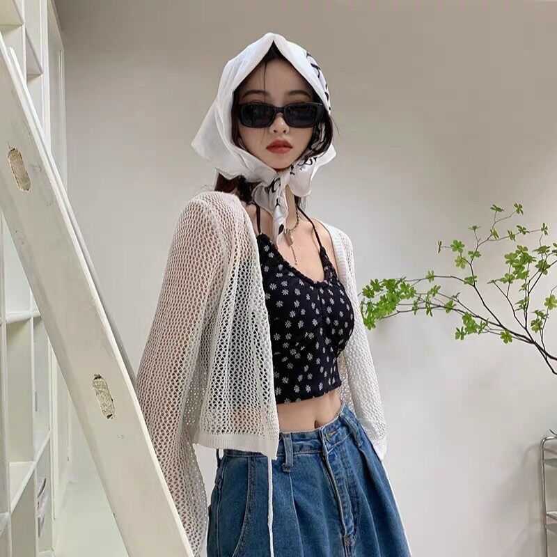 Set áo lưới mix áo yếm hoa dễ thương hàng QC