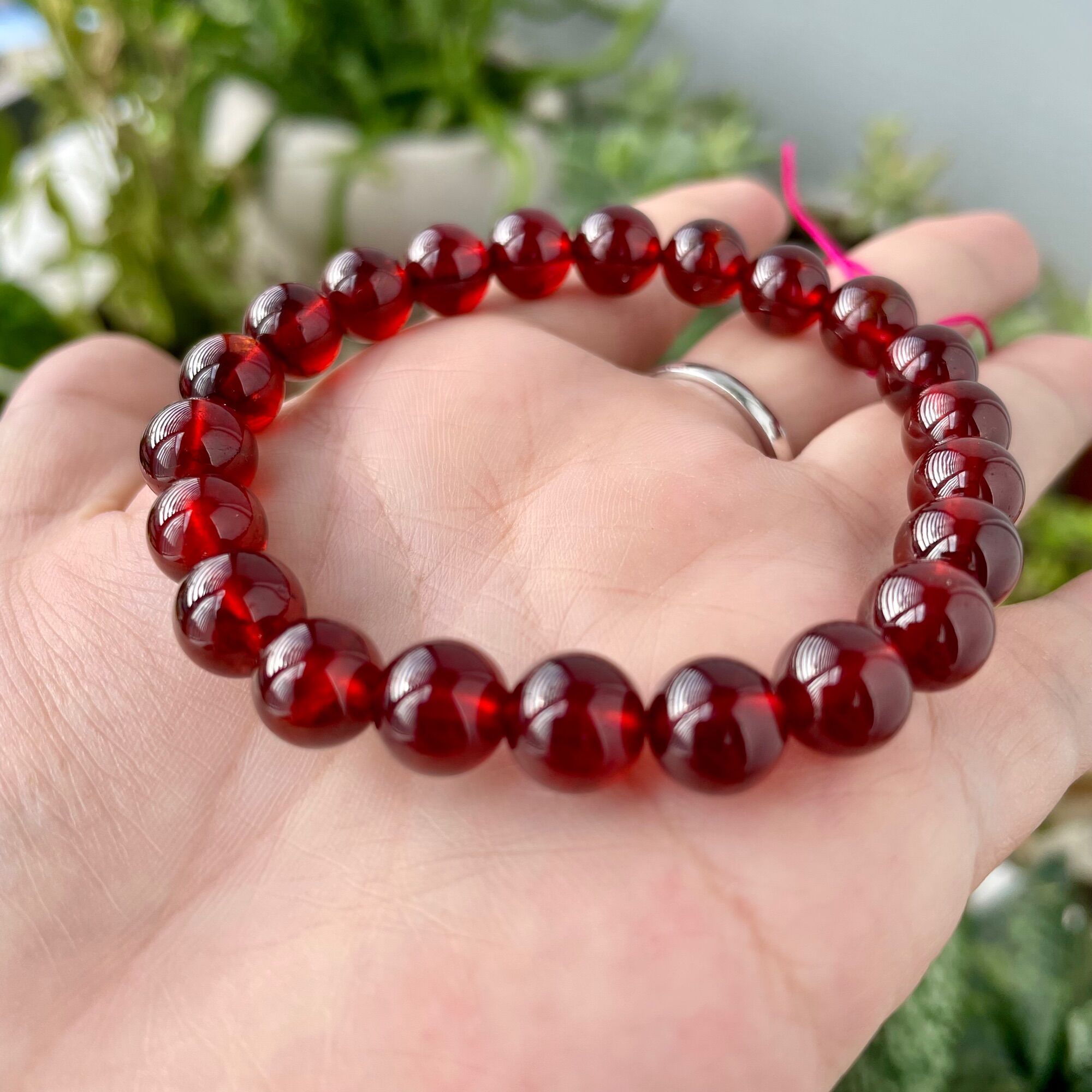 Vòng tay garnet đỏ cam bóng đẹp