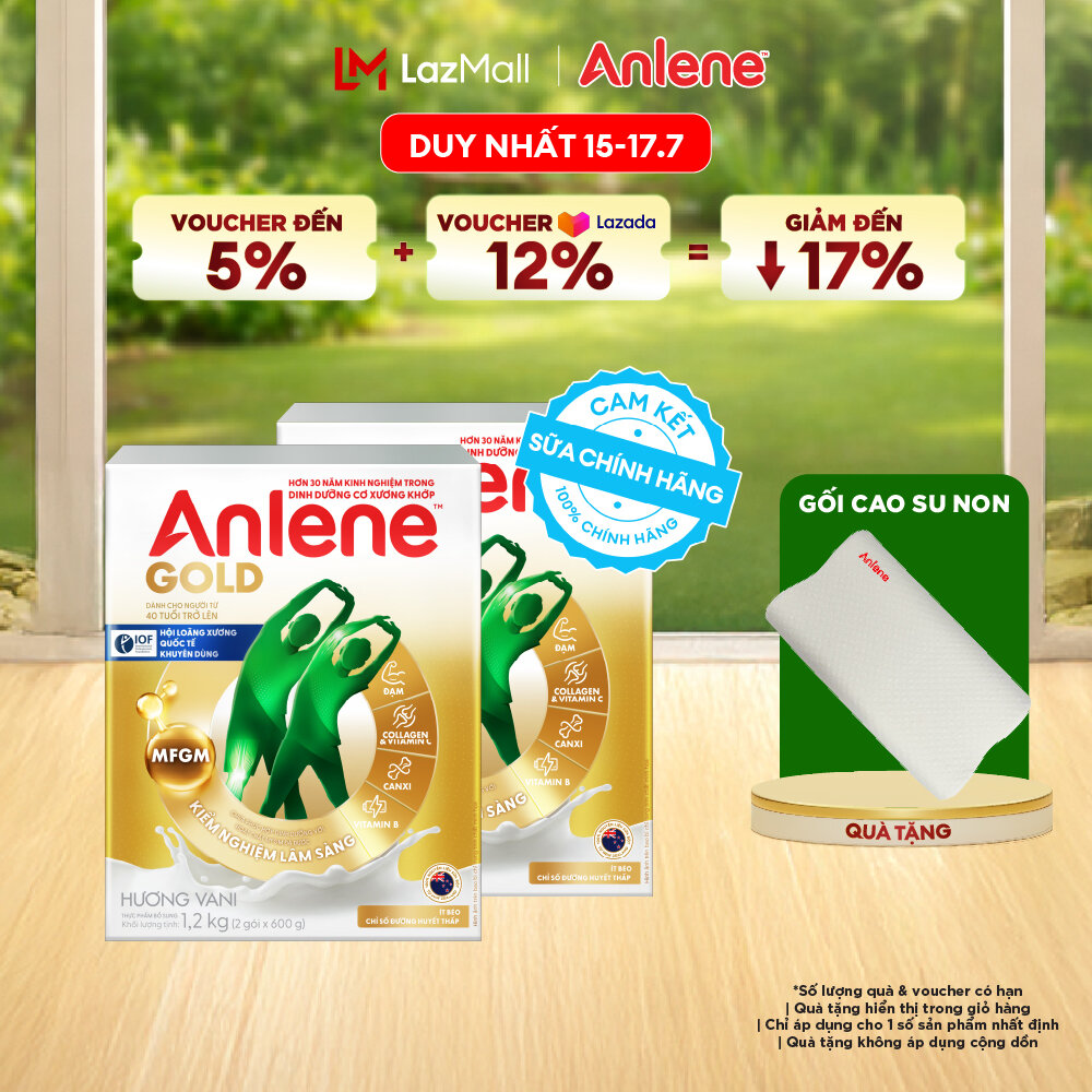 [Voucher giảm đến 26%]Combo 2 Sữa Bột Anlene Gold Hương Vani 1.2Kg