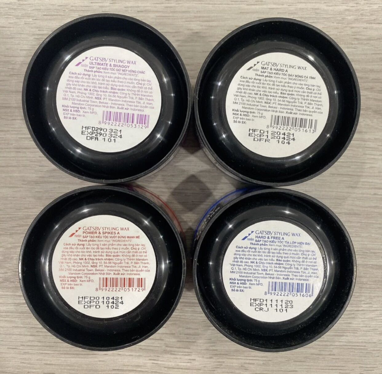 Sáp Vuốt Tóc Nam GATSBY đầy đủ 5 màu (75g)