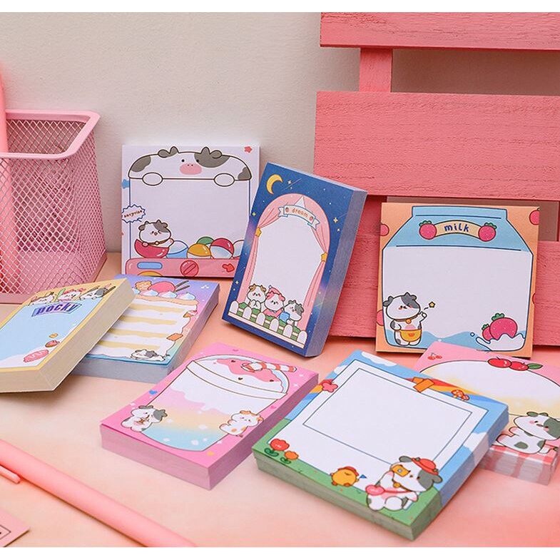 Giấy note ghi chú hình bé bò sữa đáng yêu