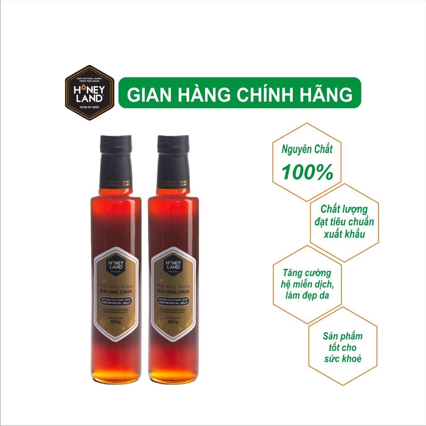 Combo 2 mật ong rừng sữa ong chúa honeyland 760g mật ong nguyên chất
