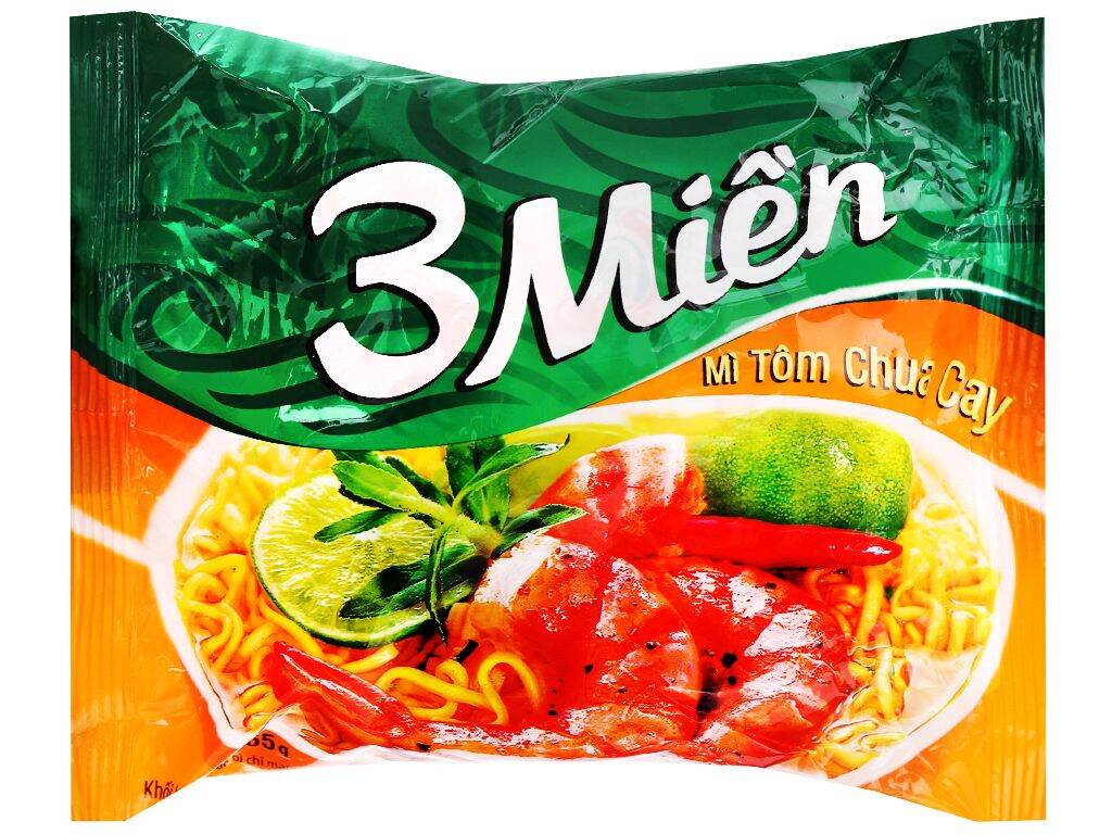 Thùng 30 gói mì 3 Miền tôm chua cay 65g