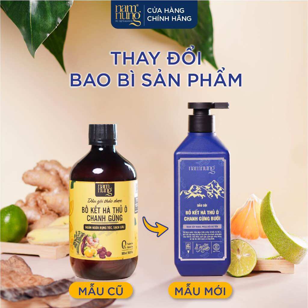 Dầu gội nam nung chai 500ml Bồ kết hà thủ ô ngăn rụng tóc