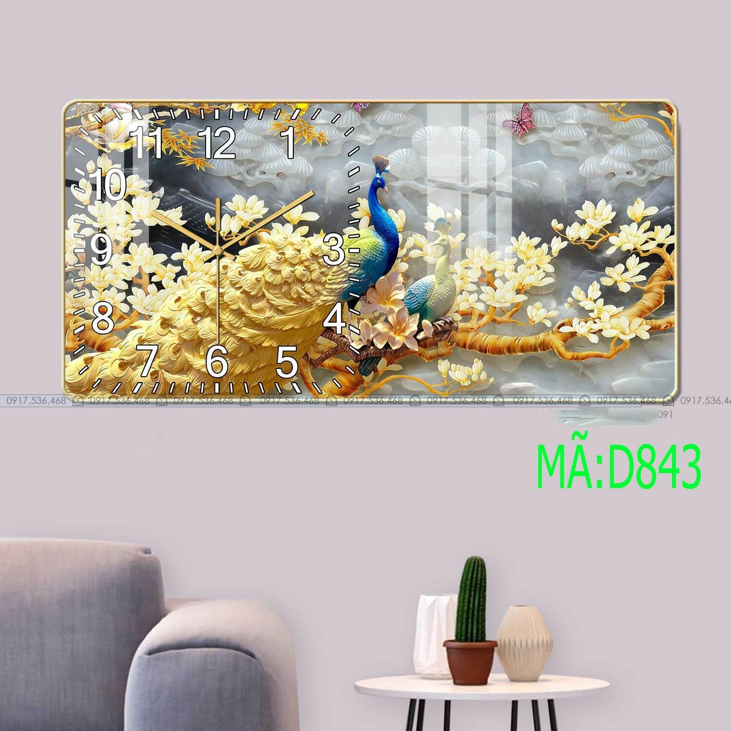 Tranh đồng hồ tráng gương 5d