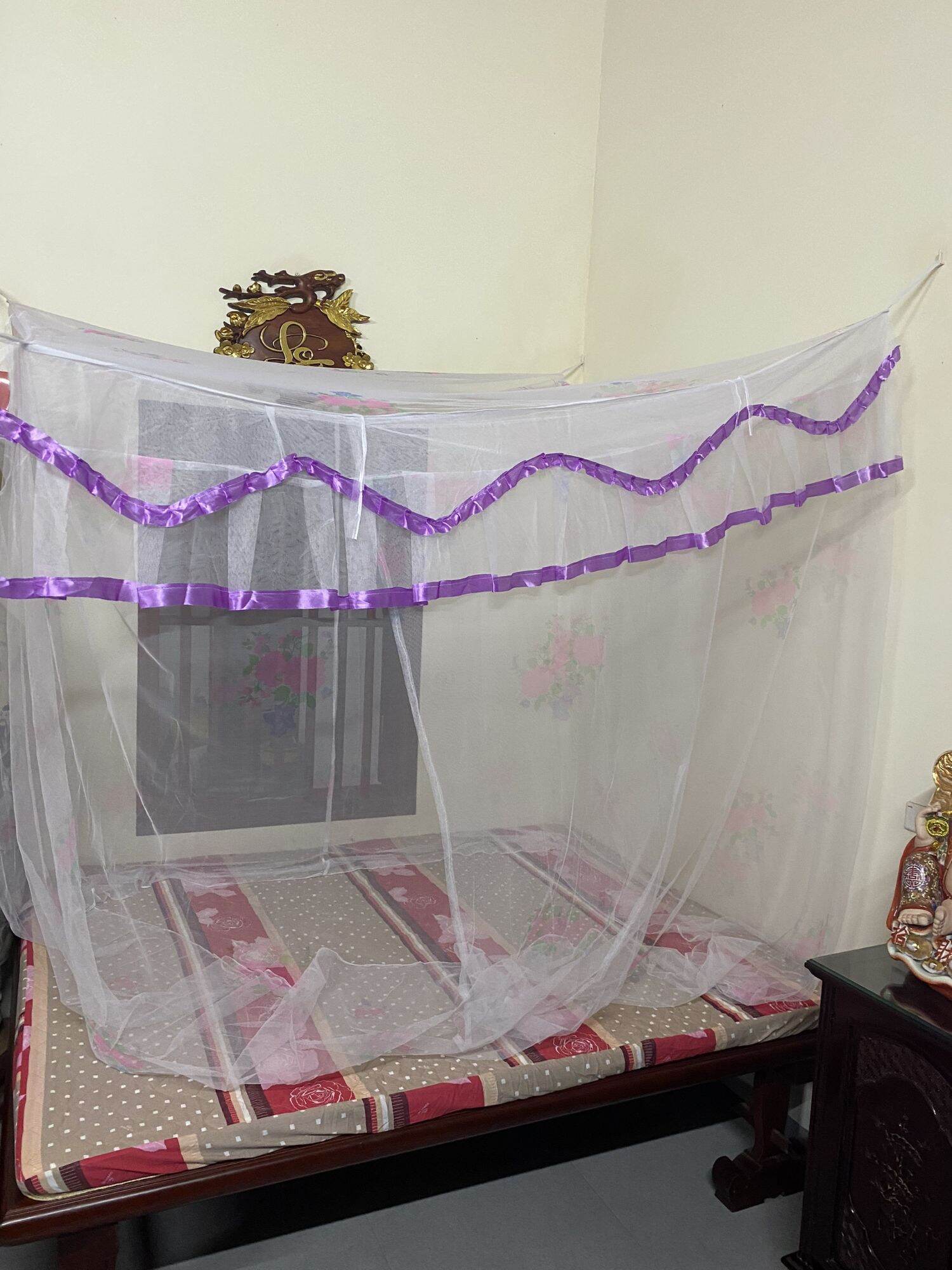 Mùng tuyn in hoa cao 2m rẻ và đẹp