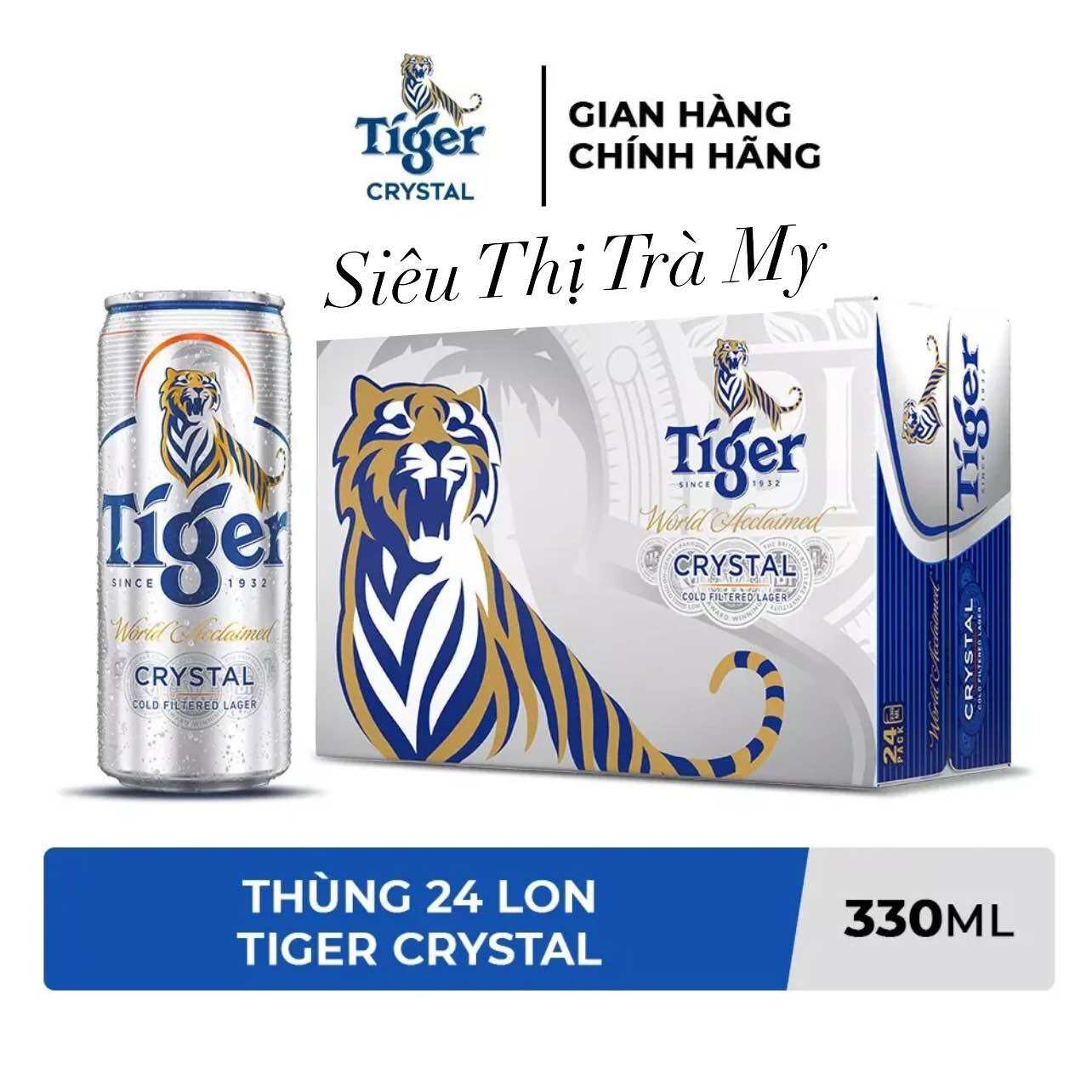 Thùng 20 lon bia Tiger Crystal 330ml/lon Mẫu thường