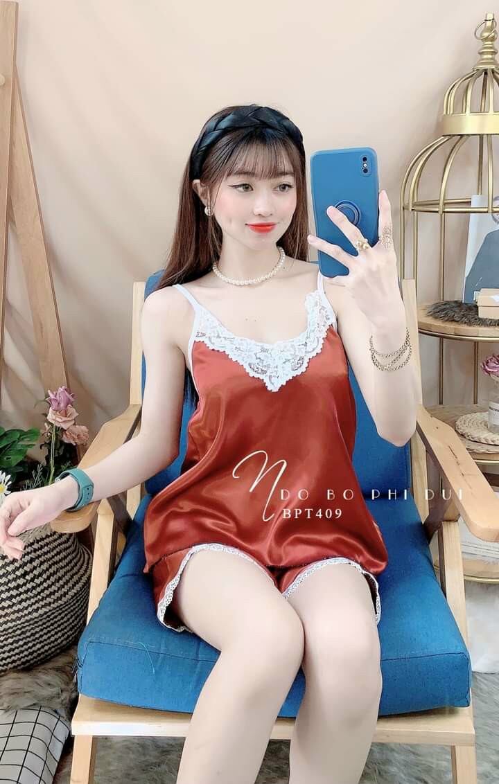 Đồ Bộ Phi Lụa Trơn Quyến Rũ Cho Nữ Mặc Nhà - A15