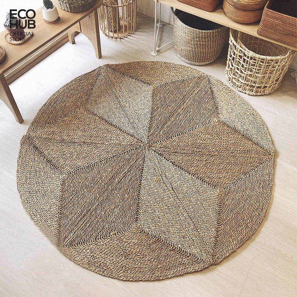 Thảm cói tròn trải sàn, thảm cói trang trí lh 0978945425