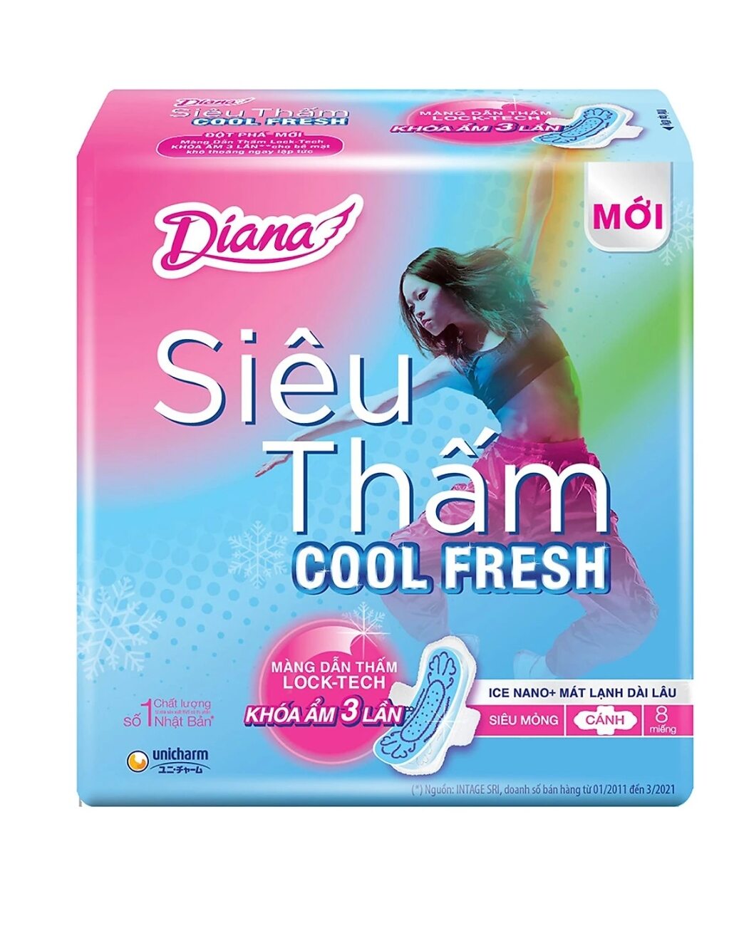 Gói 8miếng Băng Vệ Sinh Diana siêu thấm Cool Fresh siêu mỏng cánh