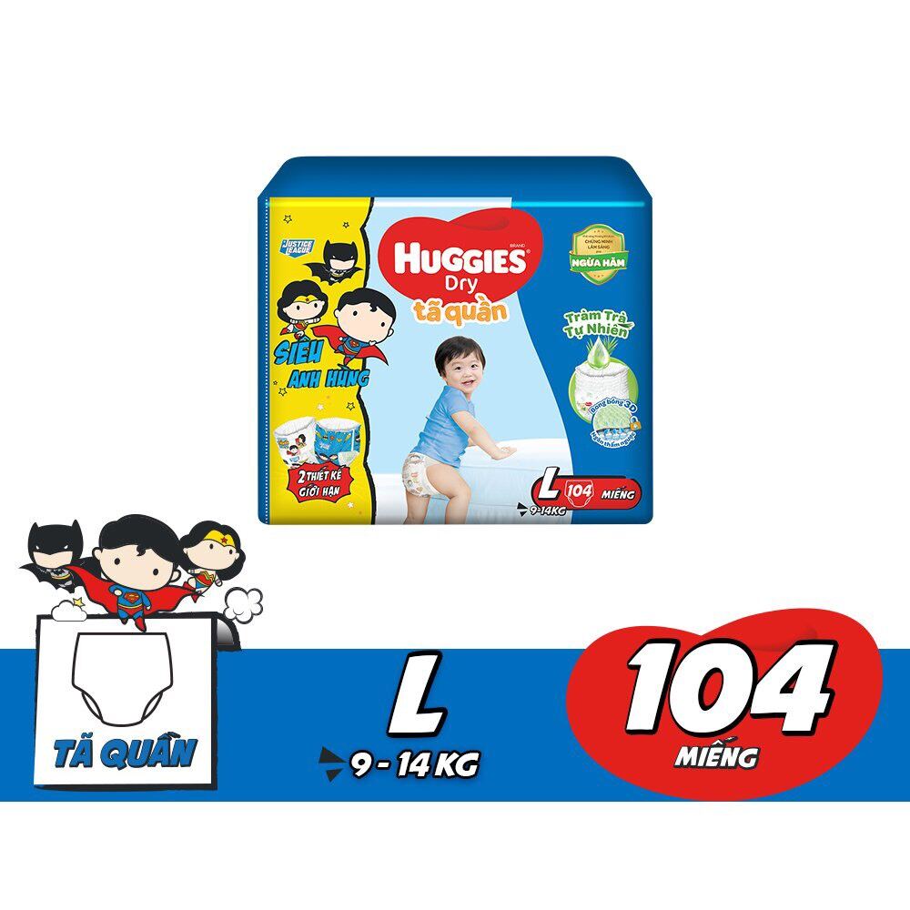 Huggies tả quần size L104 miếng