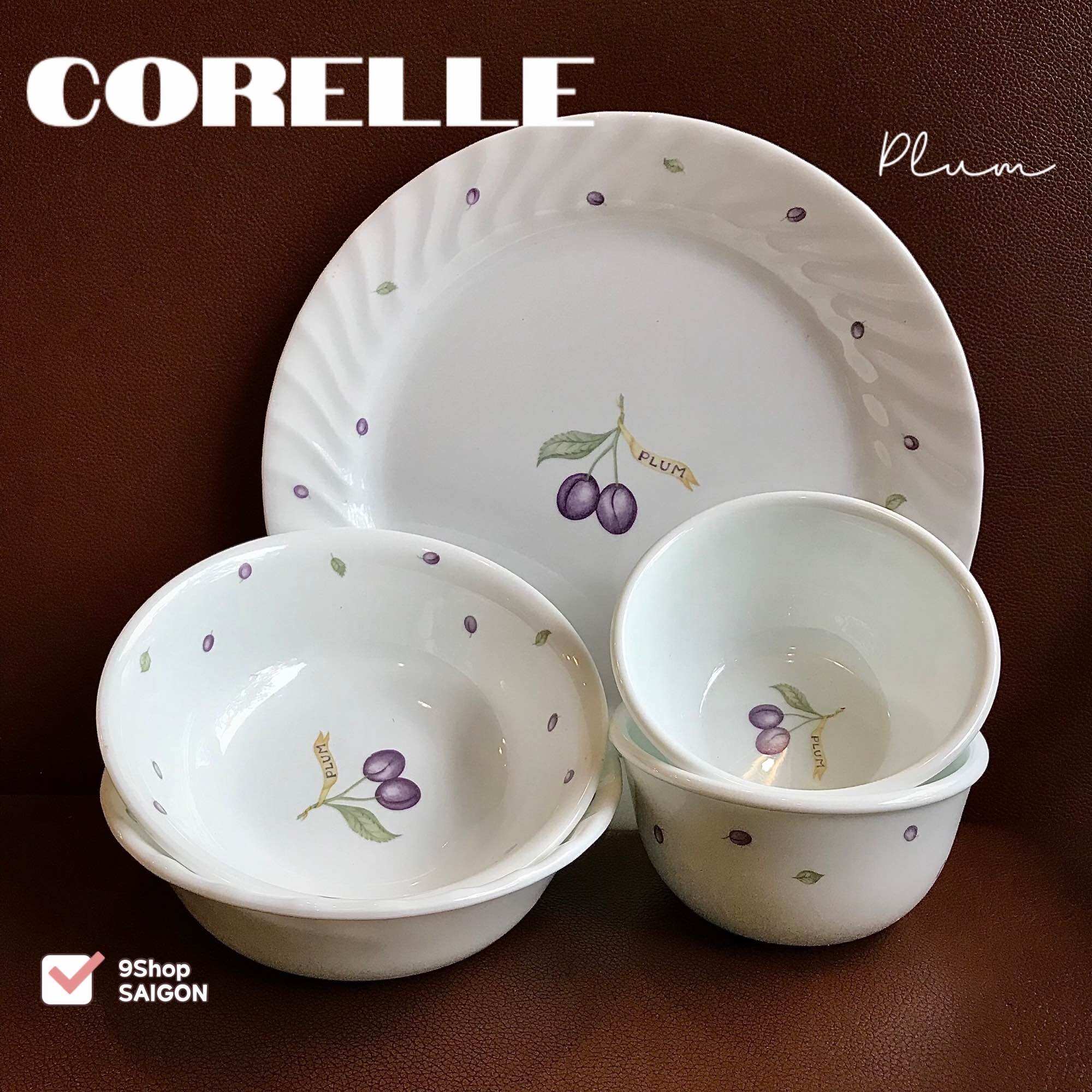 Corelle USA - PLUM [Hiếm] - Set Tô Chén Dĩa Quả Mận Tím