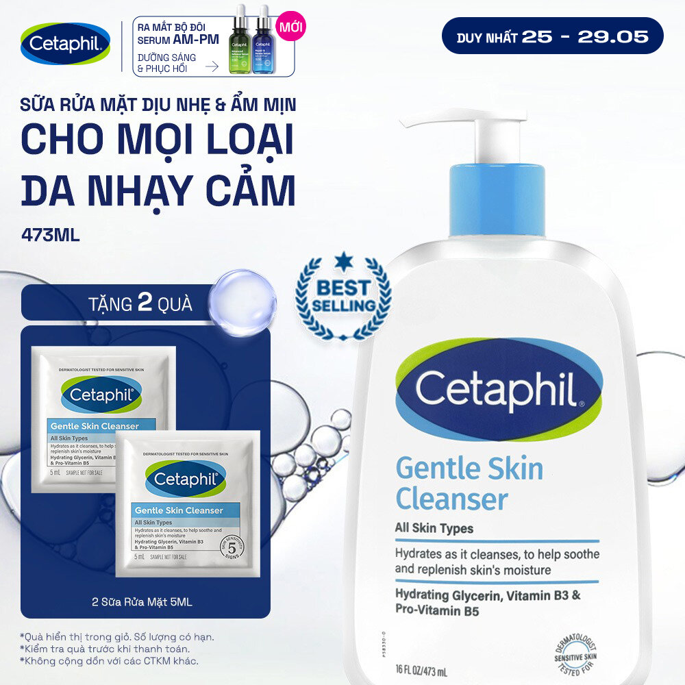 Sữa rửa mặt dịu lành cho da nhạy cảm Cetaphil Gentle Skin Cleanser 473ml