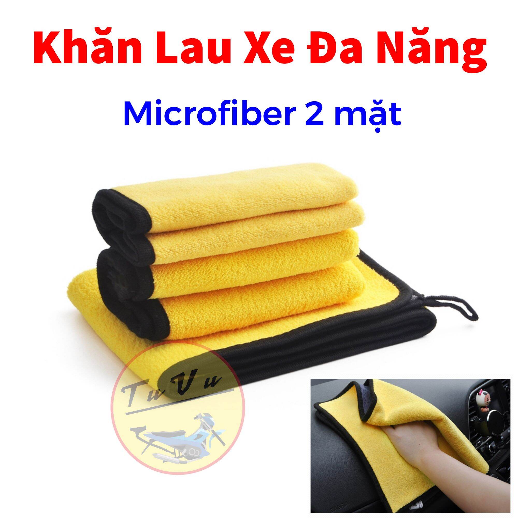 Khăn lau xe lau nội thất oto lau bếp đa năng Microfiber
