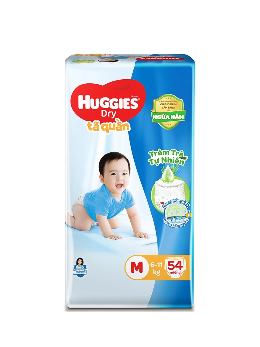 Tã quần Huggies Dry M54 tràm trà