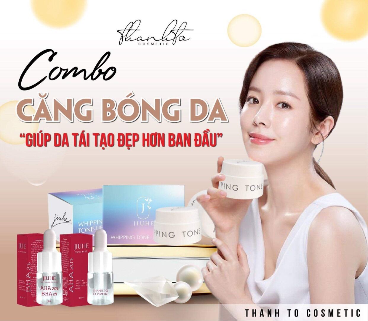 Combo kem face jiuhe và serum peel red jiuhe thanh tô
