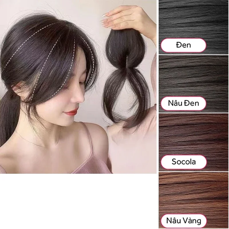 Tóc mái phủ 4D layer tóc thật cao cấp mái lơi phủ 4d