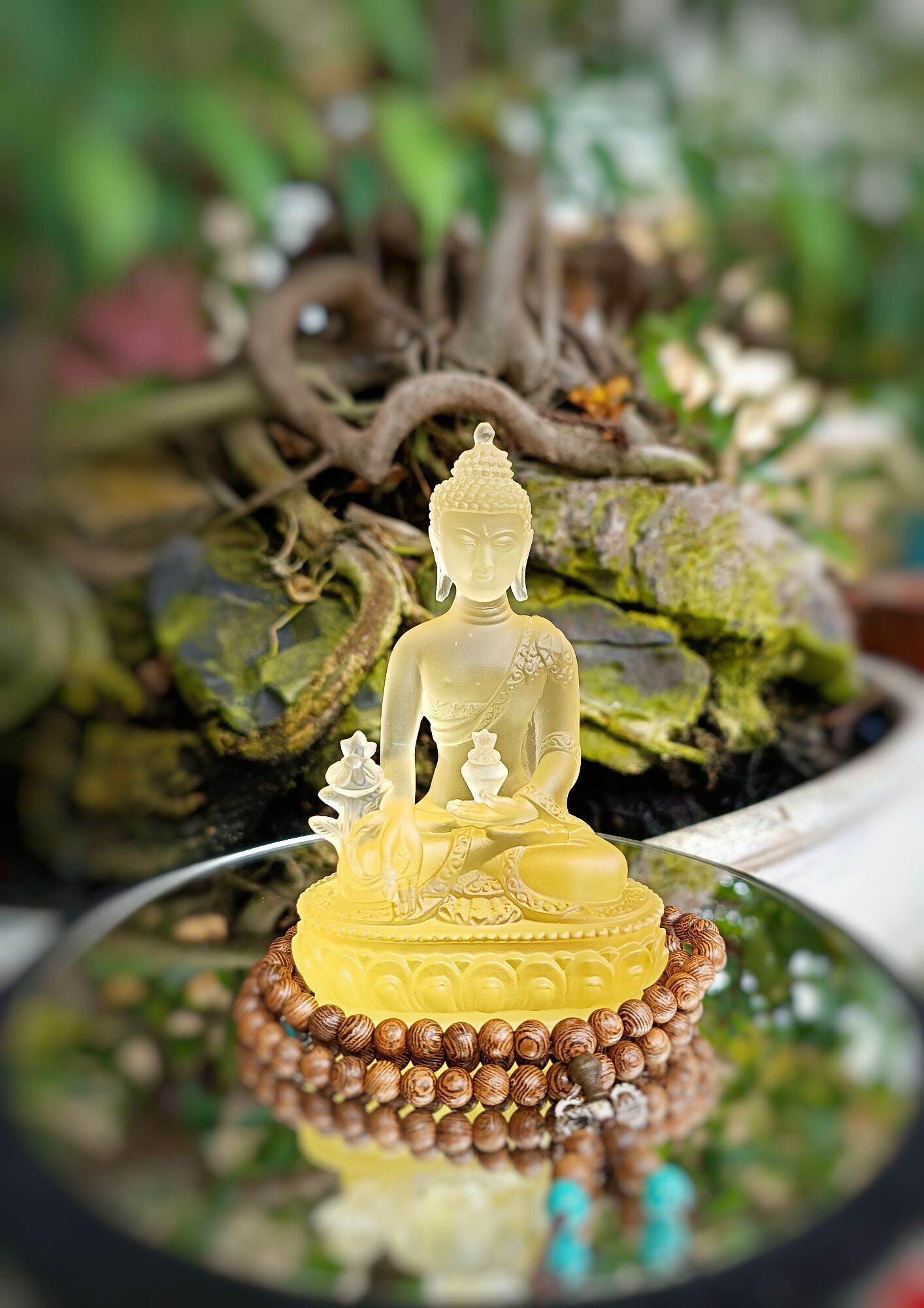 Tượng Phật Dược Sư đá Lưu Ly 12cm