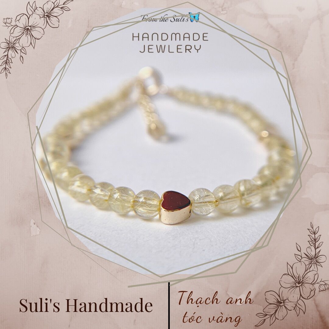 Vòng đeo tay thạch anh tóc vàng 4mm mix, thủ công [Suli'shandmade]