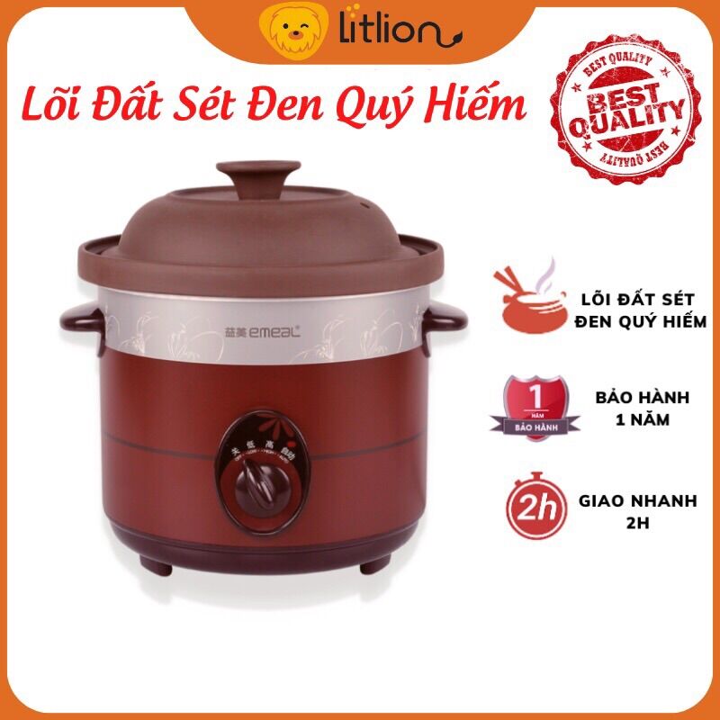 Nồi nấu cháo chậm -Hầm đa năng EMEAL lõi đất sét đen