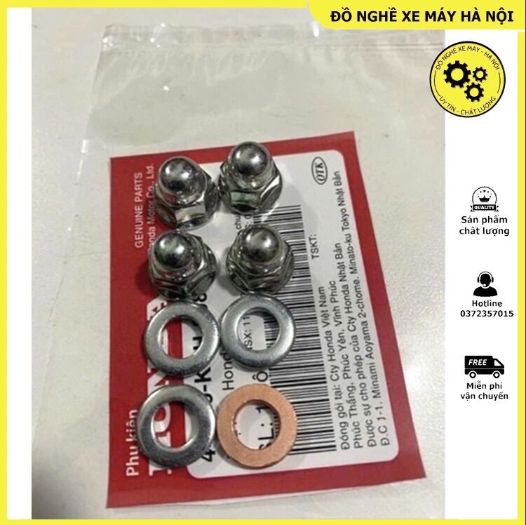 Bộ 4 ốc chụp & long đen đầu bò bộ 4 ốc chụp & long đen đầu bò lắp cho dream và wave honda các loại