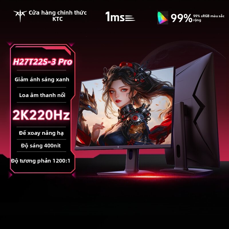 KTC | Height Adjustable Swivel Gaming Monitor 27 inch 2K 220Hz Giá 7,049,000 Đồng*Miễn phí vận chuyển