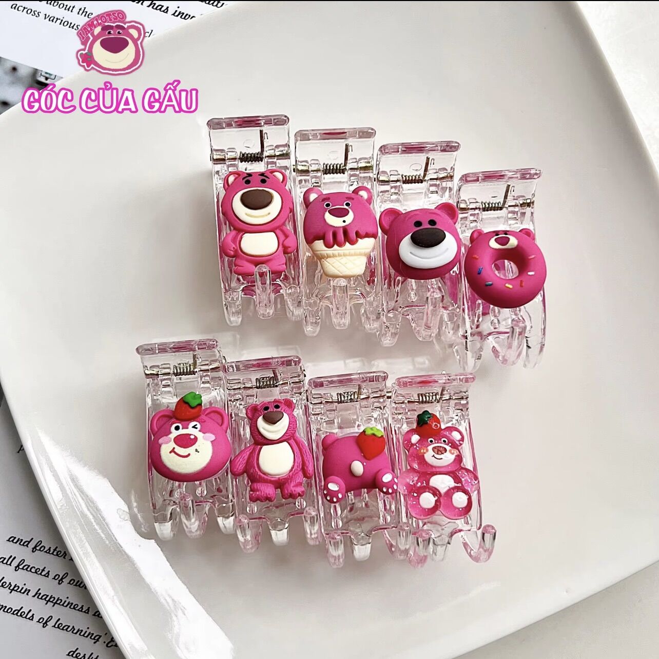Kẹp tóc 3 răng gấu dâu lotso