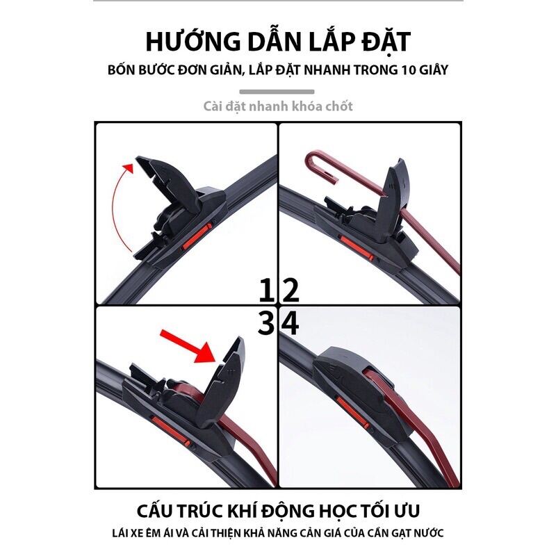 Gạt Mưa Silicone Lưỡi Kép Thế Hệ Mới - Gạt nước ô tô Siêu Sạch( TẶNG 01 viên SỦI RỬA KÍNH)