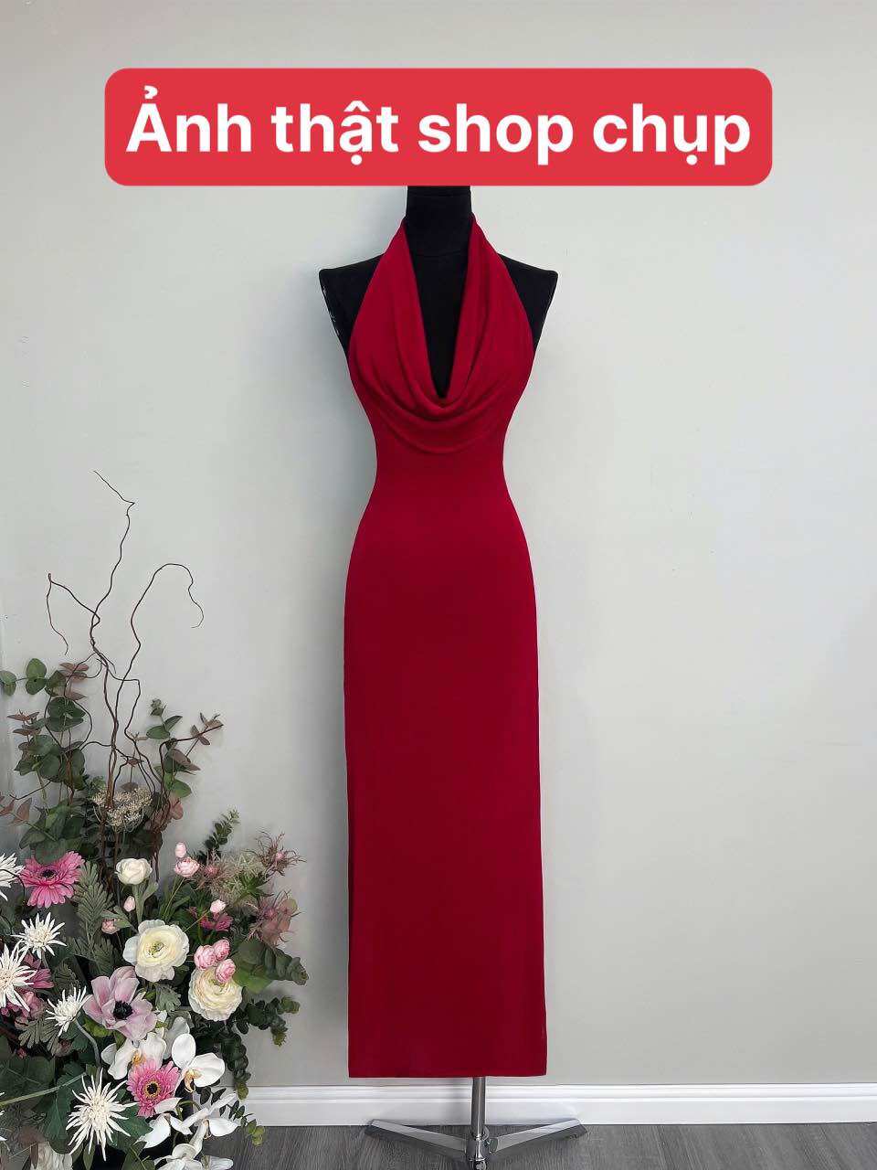 Đầm maxi yếm cổ đỗ (kèm ảnh thật ở cuối)