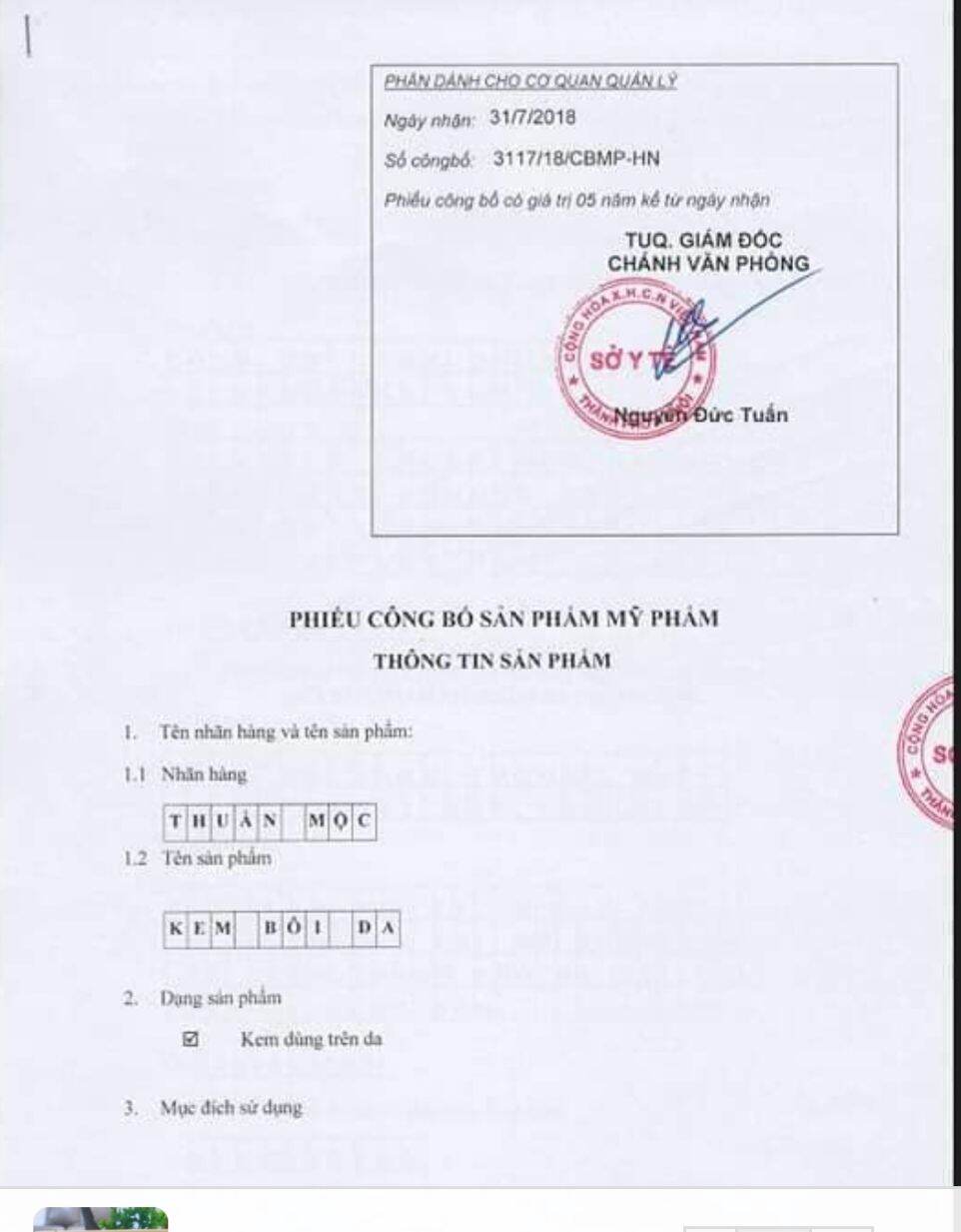 Kem bôi da Thuần Mộc mẫu mới 16 gram có tem cào