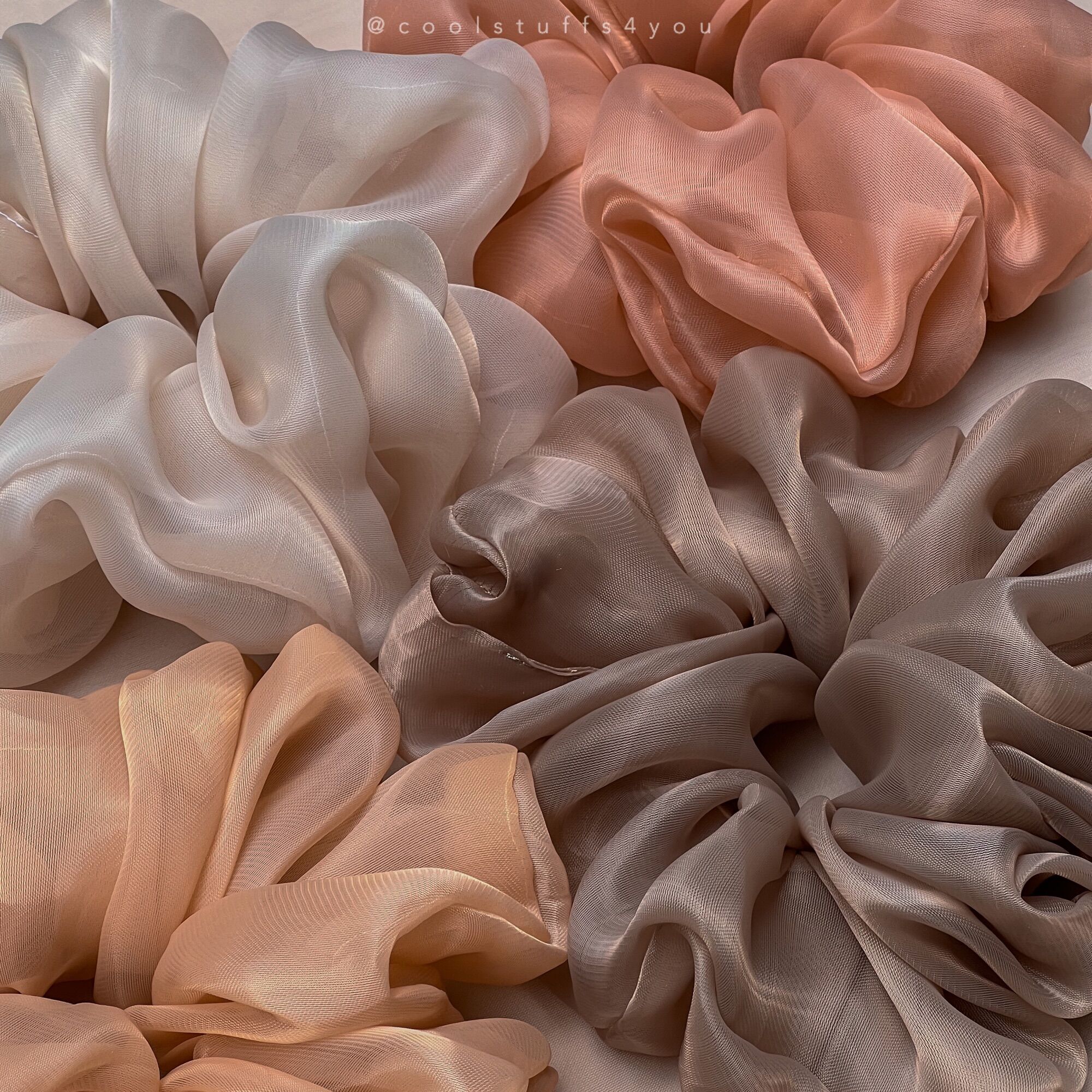 Buộc Tóc Scrunchies Voan Phồng Tone NÂU 🤎 Bigsize Siêu To