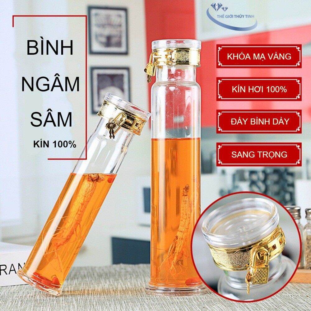 Bình ngâm thủy tinh nhân sâm 2.5 lít có khoá cao cấp.
