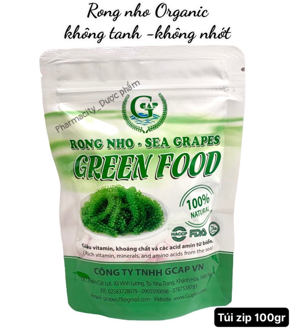 Rong nho tách nước Green Food Túi zip 100gr Tách nước + Tặng 1 Gói nước chấm mè rang