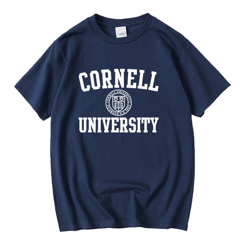 Cornell University Cotton, Vải Bông Áo Thun Ngắn Tay Cổ Tròn Sinh Viên Đồng Phục In Truyền Nhiệt Thanh Niên Phổ Biến Mặc Hàng Ngày