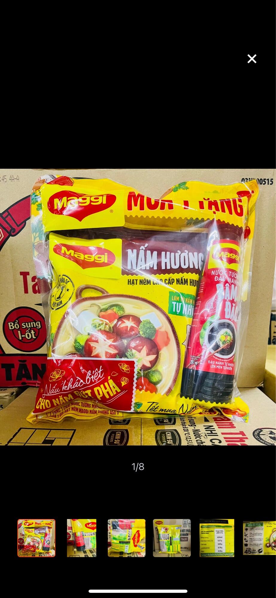 Hạt nêm Nấm Hương Maggi 450g  Tặng 1 chai nước tương Maggi đậm đặc 200ml