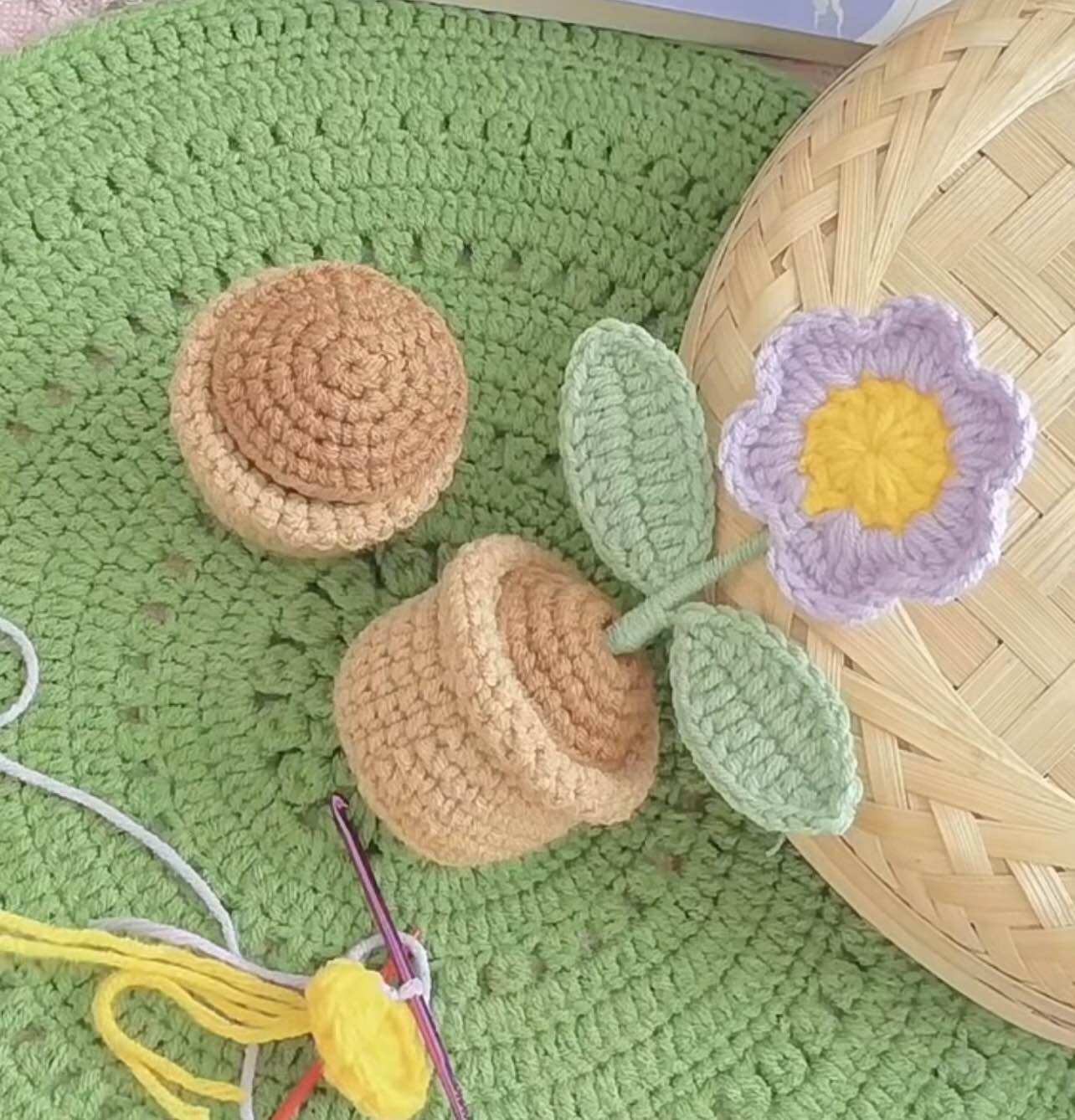 Chậu hoa len mini hanmade