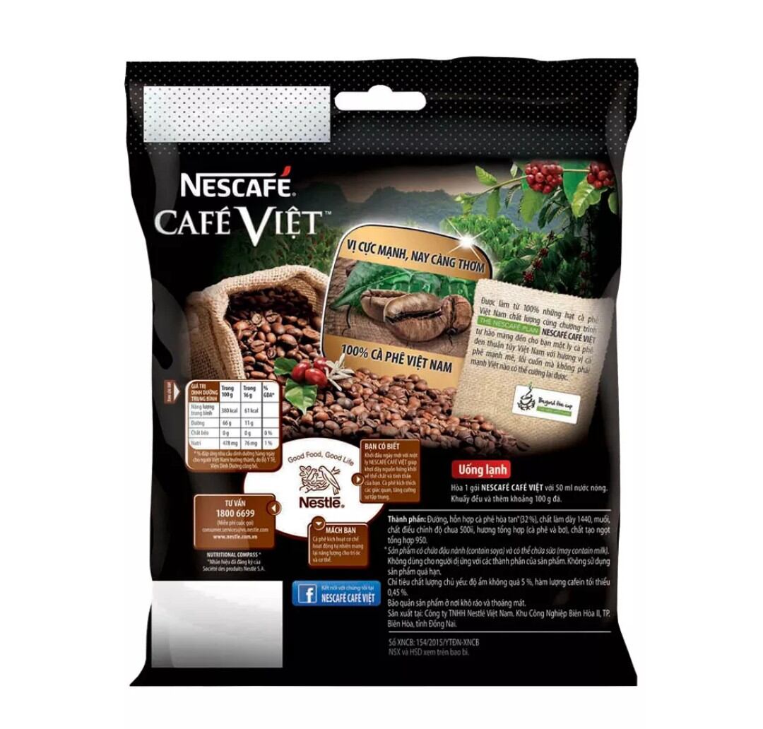 Cà Phê Hoà Tan NESCAFE cafe Việt Cà Phê Đen Đá (35 gói x 16g)