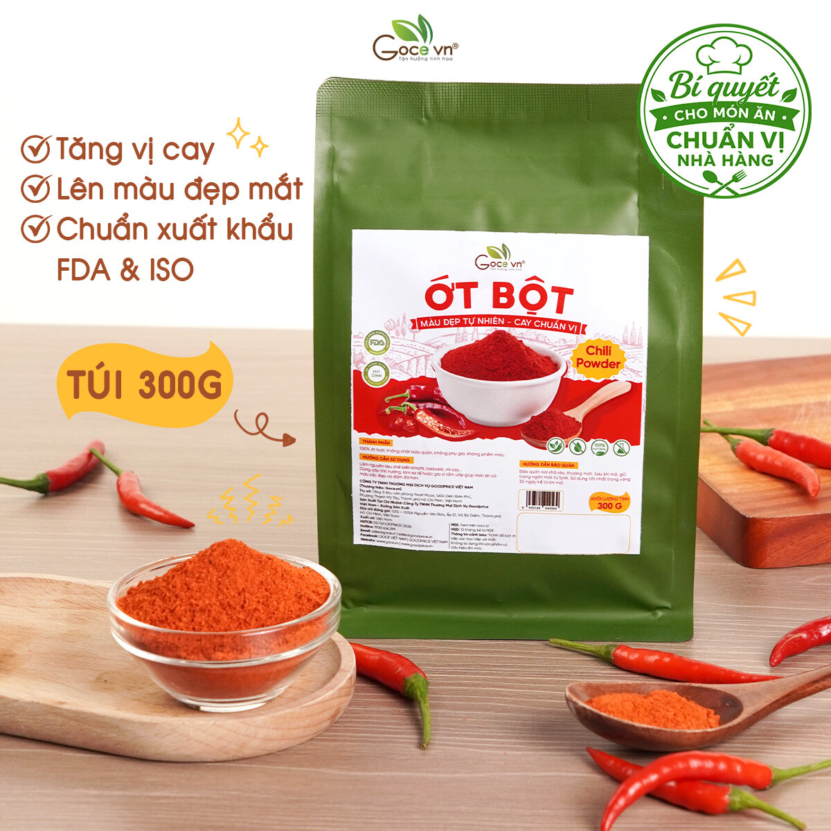 Ớt bột nguyên chất Goce - Túi 300g