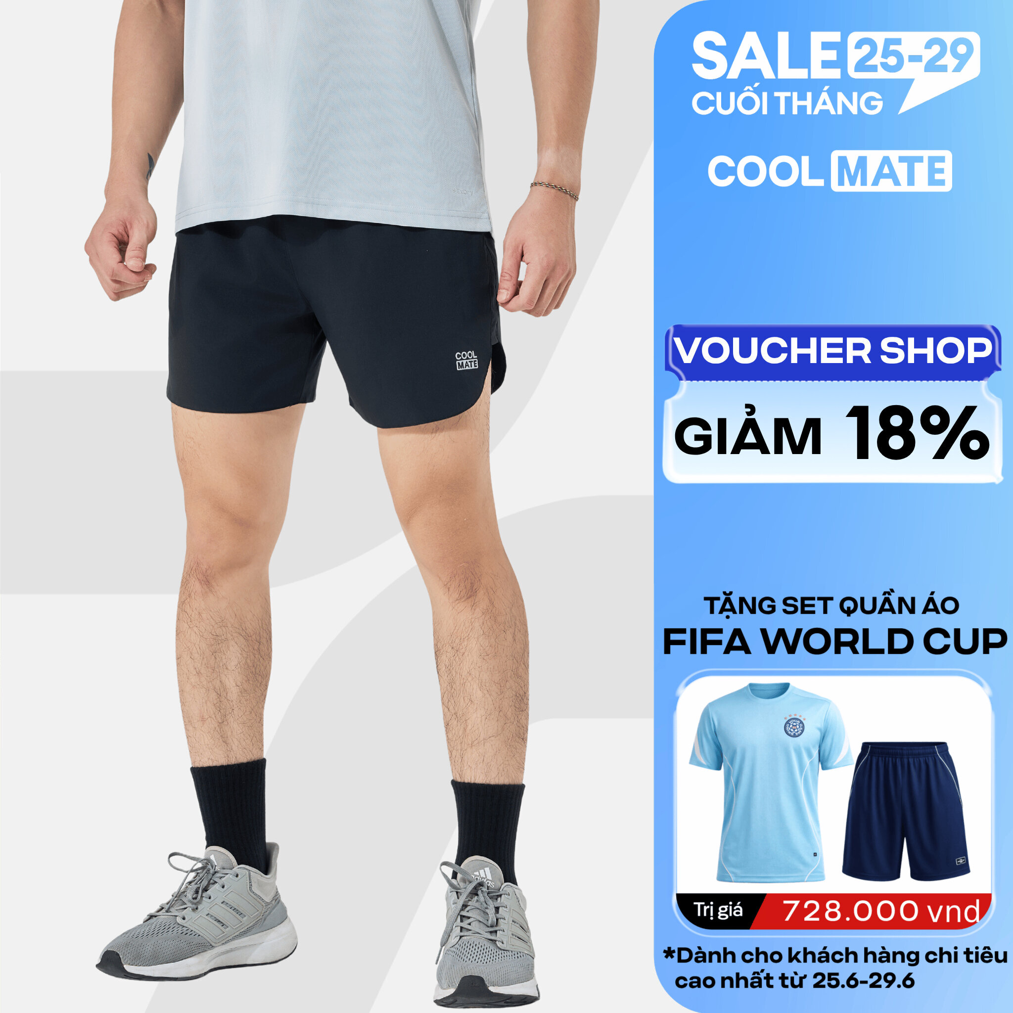 Quần thể thao nam ngắn Maxcool thoáng mát chạy bộ, tập gym vận động - Coolmate