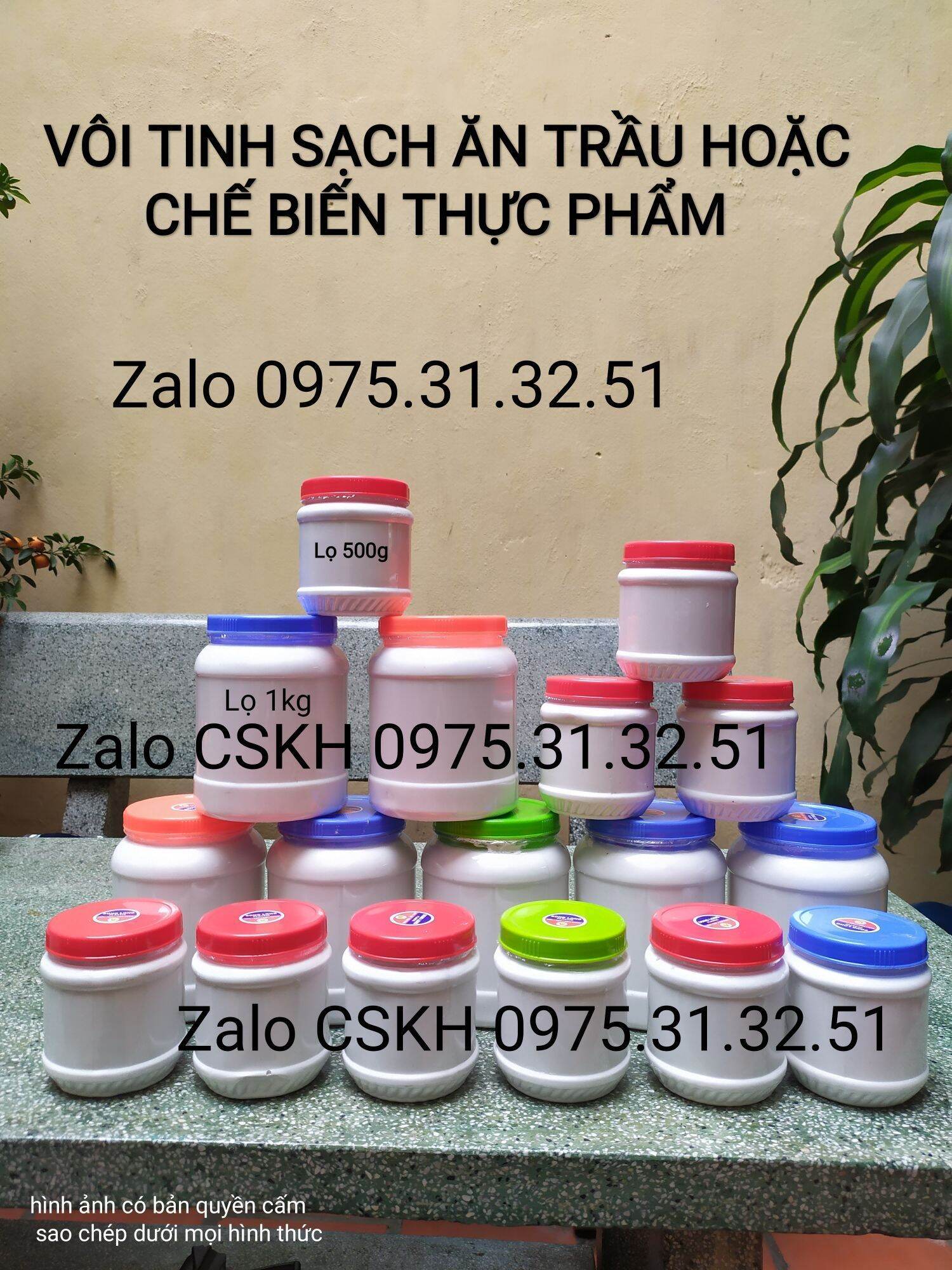 Lọ tinh vôi sạch chế biến thực phẩm