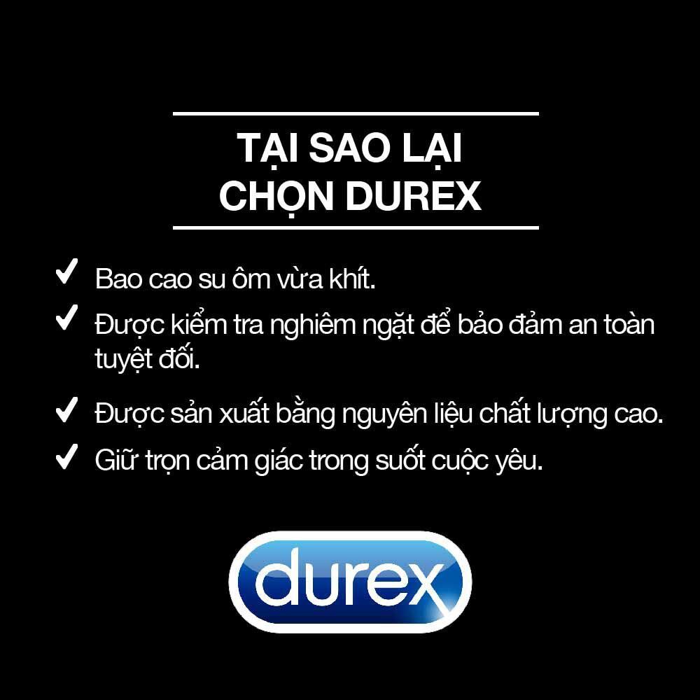 [CHE TÊN] Bao Cao Su Durex Invisible Siêu Mỏng 0.01mm Size 52mm Invisible Extra Thin Extra Sensitive - Ba Con Sói For Man
