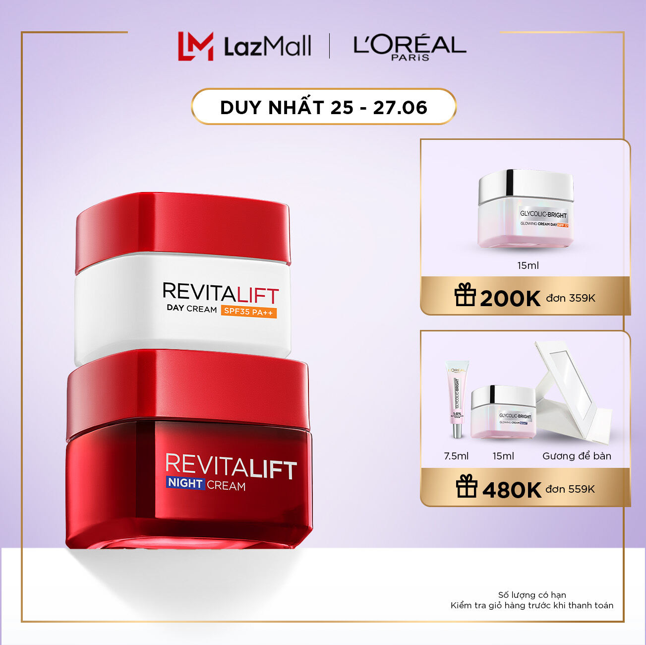 Bộ dưỡng chống lão hoá giảm nếp nhăn kem ngày và kem đêm L'Oreal Paris Revitalift 50ml x 2 - Virtual