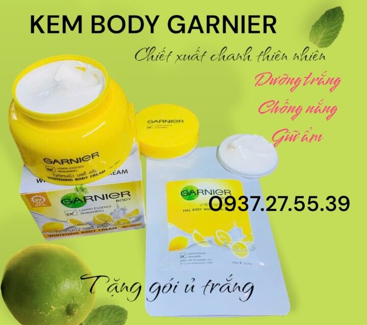 Kem body trắng da thailan Garnier chính hãng 250g tặng gói ủ trắng